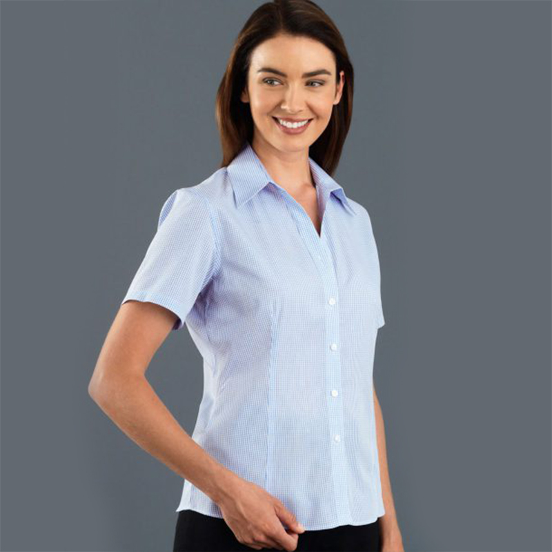 Womens Mini Check Shirt Short sleeve | Welborne Corporate Image