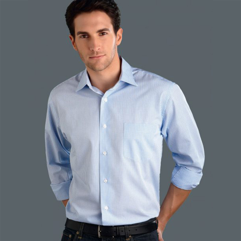 Mens Mini Check Shirt Long Sleeve | Welborne Corporate Image