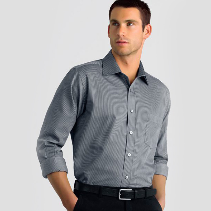 mens black and white pinstriped shirt