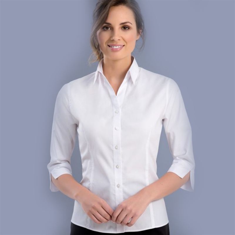Buy Womens Pinpoint Oxford Shirt Slim Fit 3/4 Sleeve