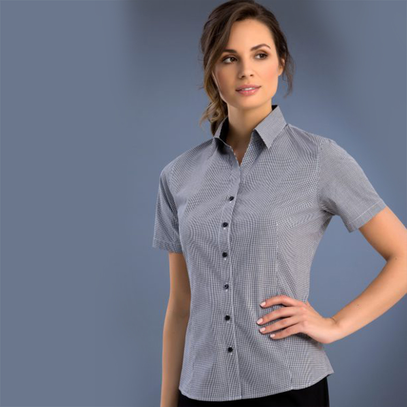 Womens Small Check Shirt Slim Fit Short Sleeve For Sale