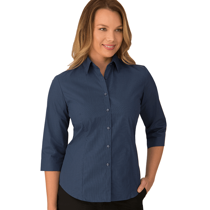 Micro Check Womens 3/4 Sleeve Shirt | Welborne Corporate Image